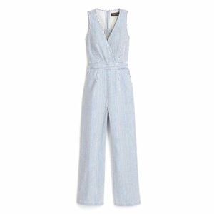 J. Crew Point Sur Sleeveless Wide Leg Striped Denim Jumpsuit